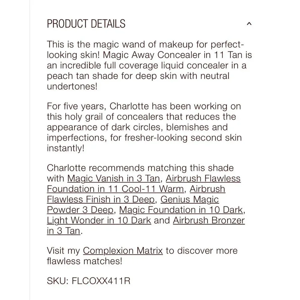 New Charlotte Tilbury Magic Away Concealer 11-Tan